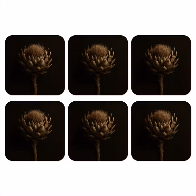 Donkerbruin - Bloem - Textuur - Artisjok onderzetter kurk middel -3d