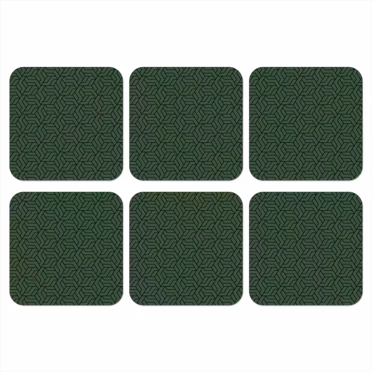 Donkergroen - Patroon - Lijnen - Zwart onderzetter kurk middel 366 -3d