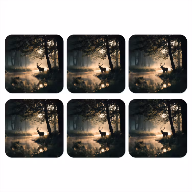 Hert - Bosbeek - Mystiek onderzetter kurk middel -3d