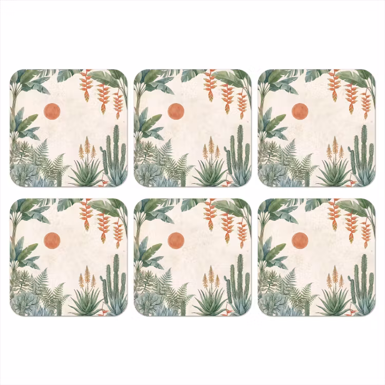Woestijn - Planten - Groen onderzetter kurk middel -3d