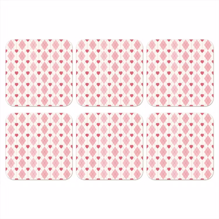 Ruiten - Klassiek - Roze - Wit onderzetter kurk middel 366 -3d