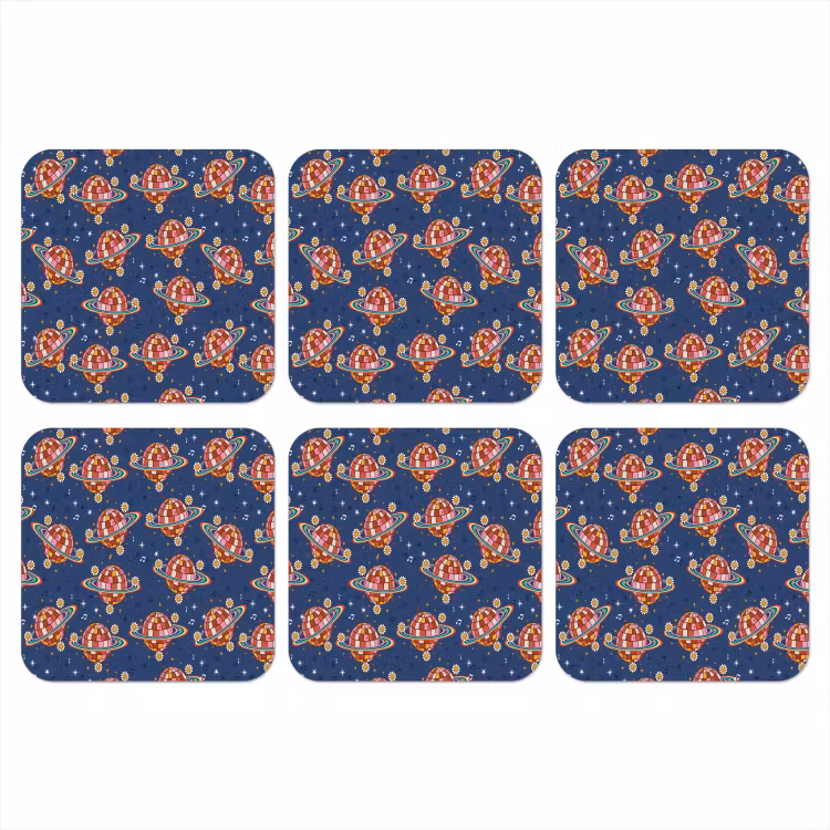 Disco - Blauw - Patroon onderzetter kurk middel 366 -3d