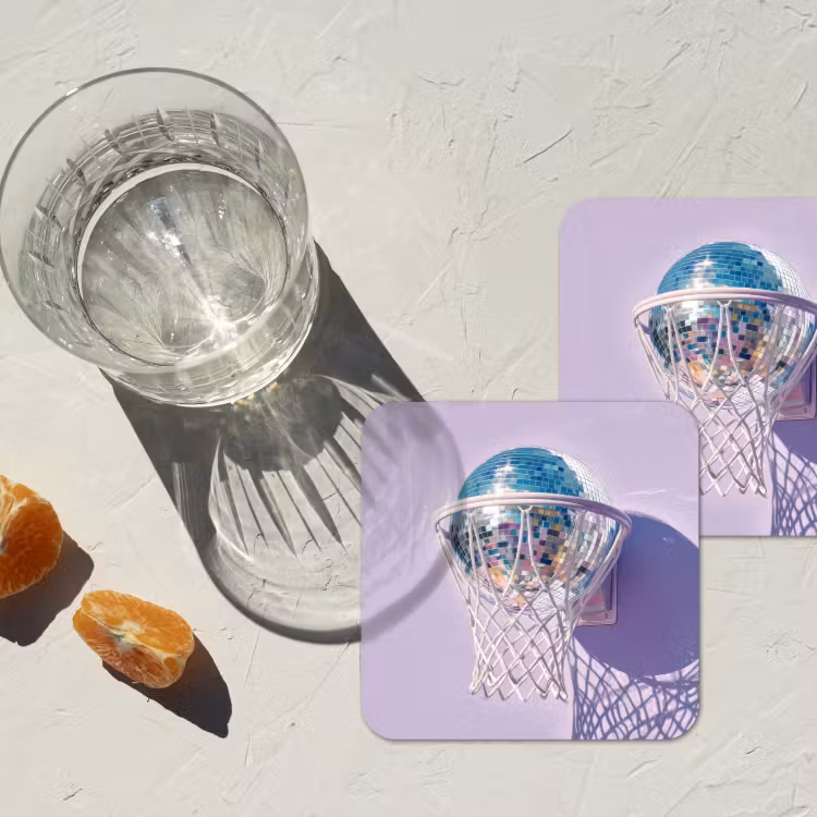 Discobal - Basketbalring - Grafisch onderzetter kurk middel -sfeer4