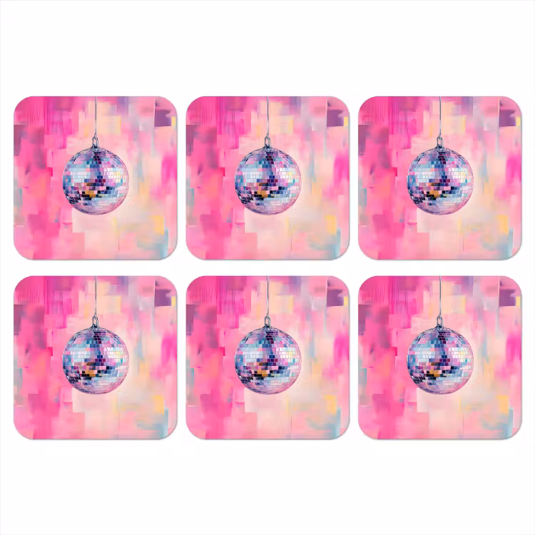 Discobal - Pink - Verf onderzetter kurk middel -3d