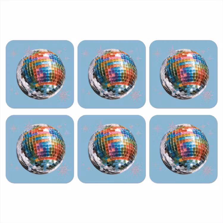 Discobal - Glinsterende sterren - Regenboog onderzetter kurk middel -3d