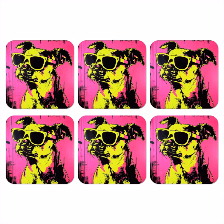 Hond - Zonnebril - Roze - Art onderzetter kurk middel -3d