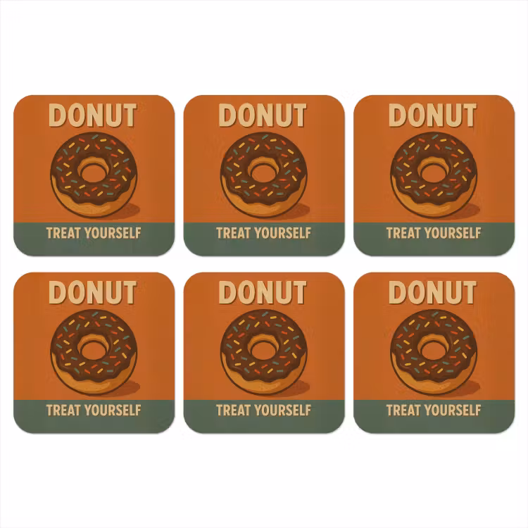 Donut - Spikkels - Kleurrijk - Quote onderzetter kurk middel -3d
