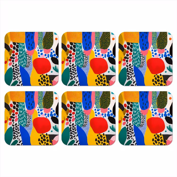 Stippen - Vormen - Modern - Kleuren onderzetter kurk middel -3d