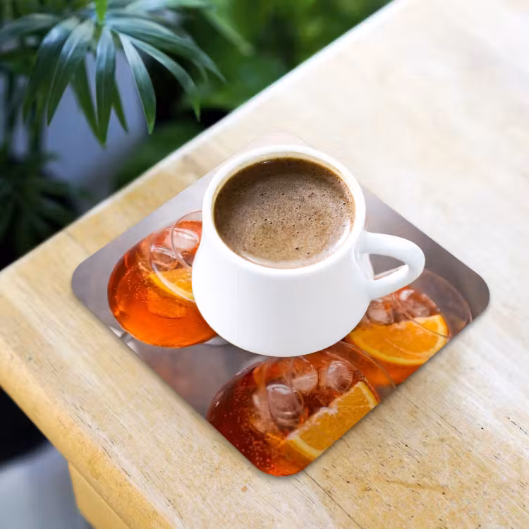 Drank - Sinaasappel - IJs - Zomer - Oranje onderzetter kurk middel -sfeer5