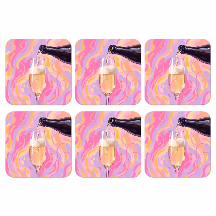 Drank - Inschenken - Feest - Abstract - Roze onderzetter kurk middel -3d