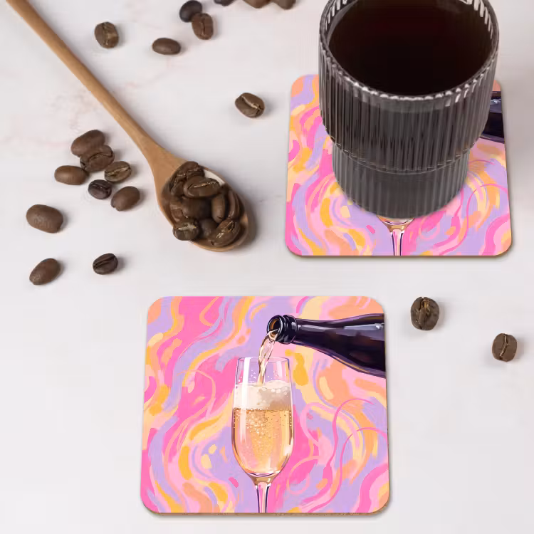 Drank - Inschenken - Feest - Abstract - Roze onderzetter kurk middel -sfeer2