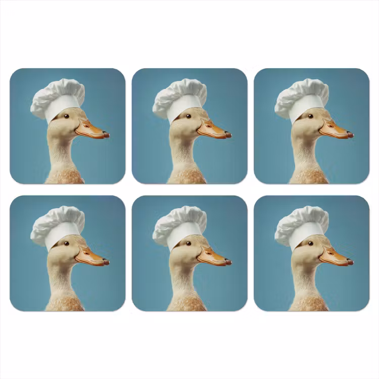 Eend - Koksmuts - Cute - Vogel onderzetter kurk middel -3d