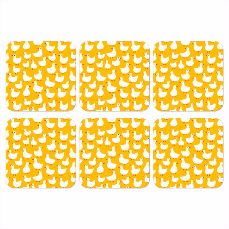 Eendjes - Patroon - Geel onderzetter kurk middel 366 -3d