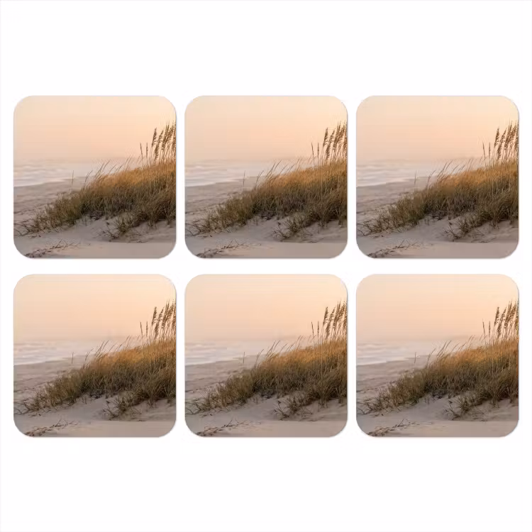 Duinlandschap - Zonsondergang - Strand onderzetter kurk middel -3d