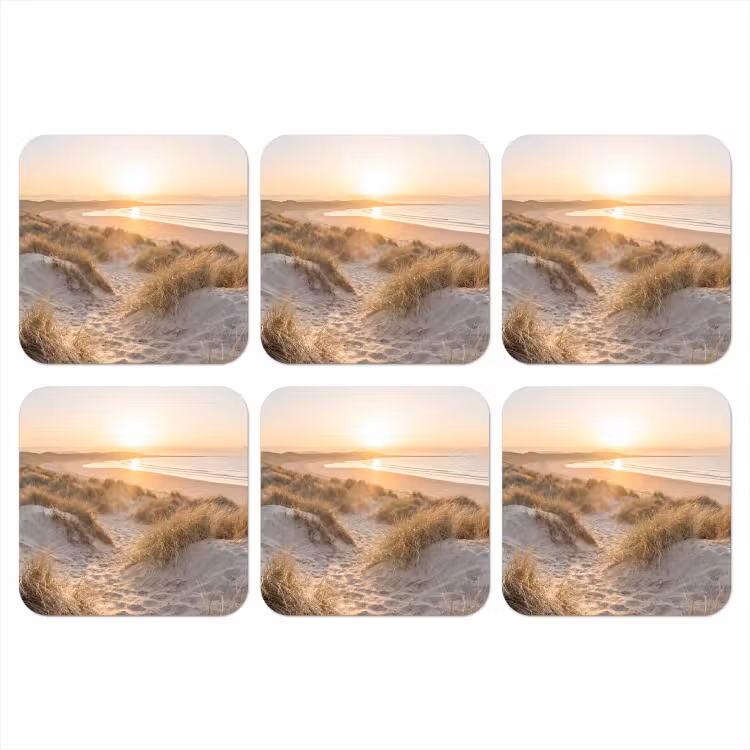 Duinen - Strand - Zee onderzetter kurk middel -3d