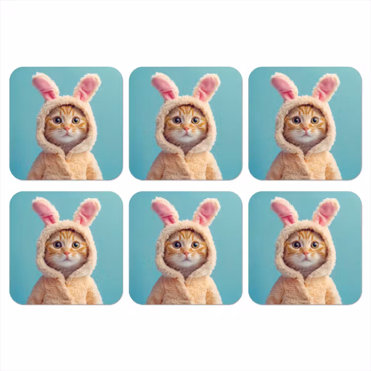 Paashaas - Kat - Kostuum onderzetter kurk middel -3d