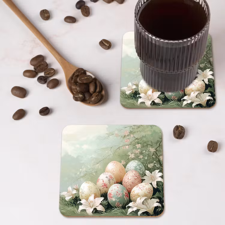 Paaseieren - Pasteltinten - Bloemen onderzetter kurk middel -sfeer2