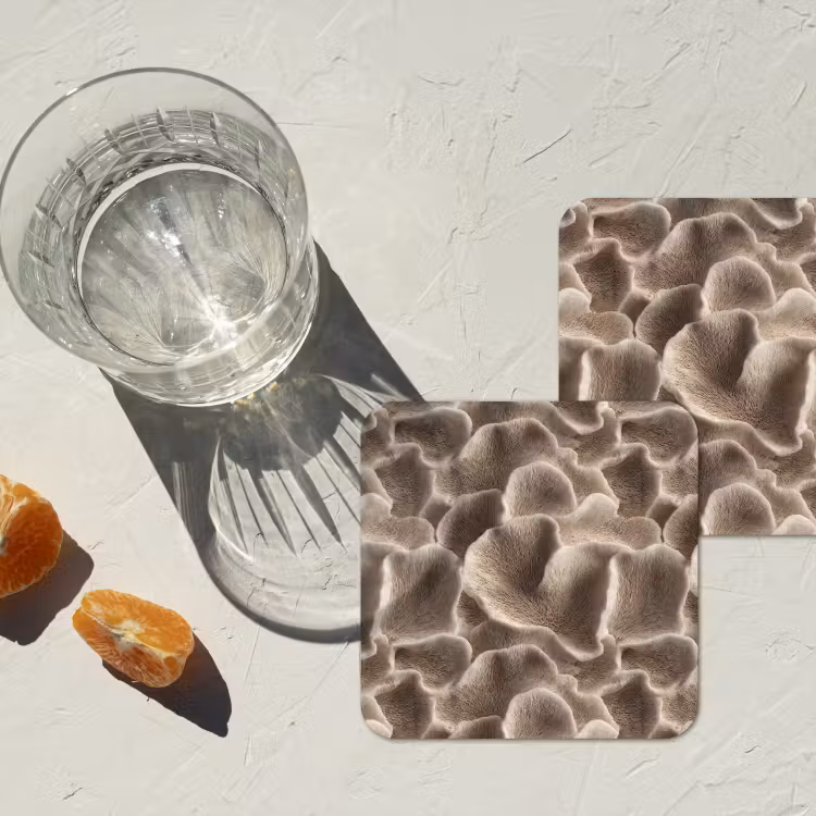 Waaiervorm - Beige - Vezel textuur onderzetter kurk middel 366 -sfeer4