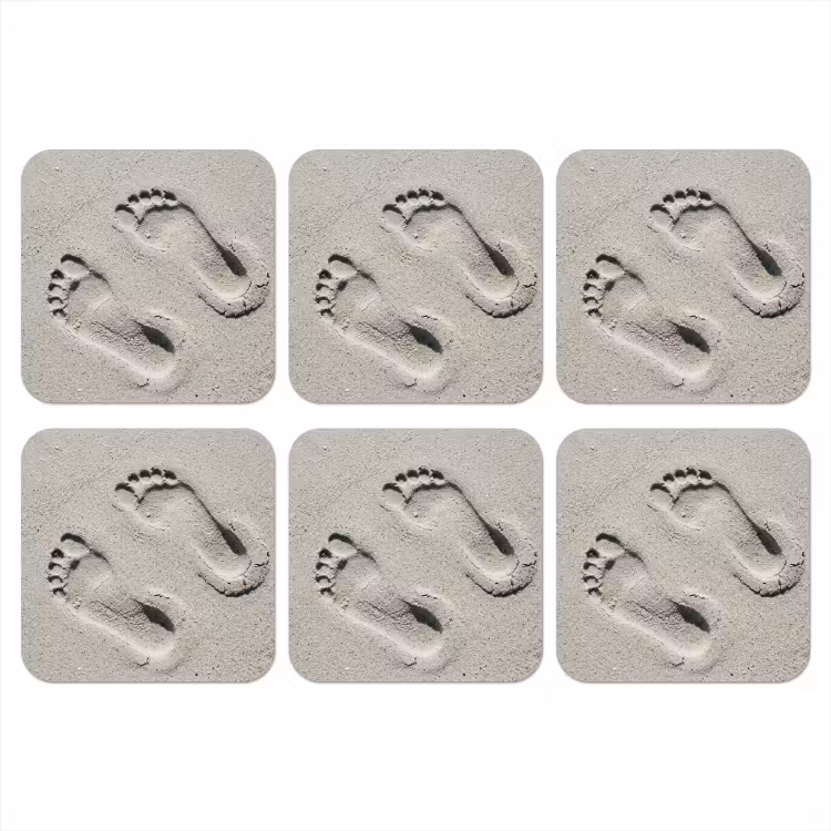 Voeten - Zand - Zee onderzetter kurk middel -3d