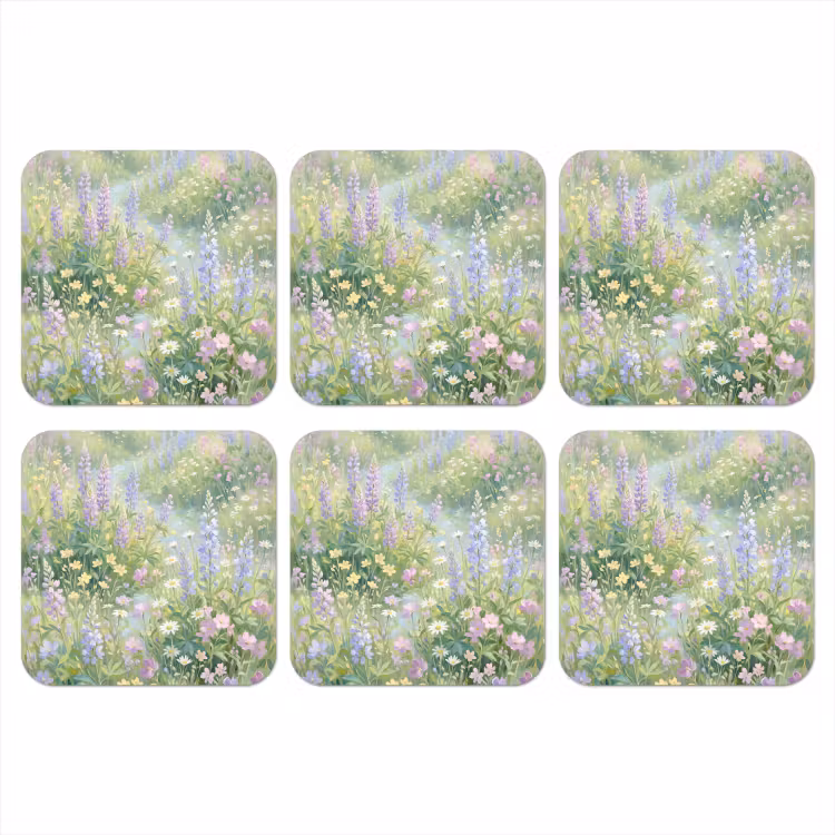 Bloemenveld - Heuvels - Kleurrijk onderzetter kurk middel -3d