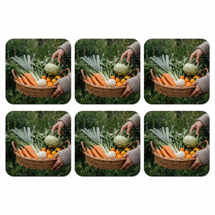 Veld - Groenten - Biologisch - Oogst onderzetter kurk middel -3d