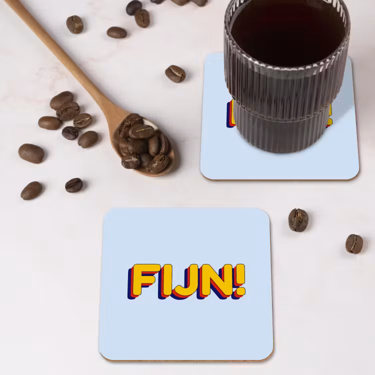 Fijn - Geel - Oranje onderzetter kurk middel -sfeer2