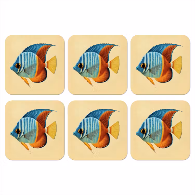 Vis - Vinnen - Blauw - Ogen onderzetter kurk middel -3d