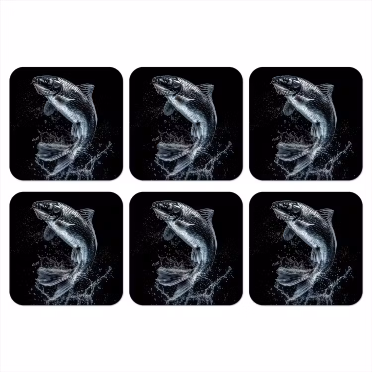 Vis - Koi - Zwart - Water onderzetter kurk middel -3d
