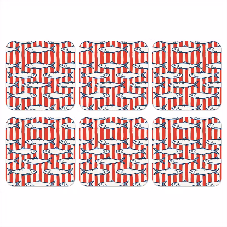 Vis - Patroon - Strepen - Illustratie - Rood onderzetter kurk middel -3d