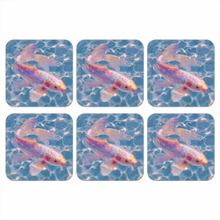 Vis - Water - Blauw - Licht onderzetter kurk middel -3d