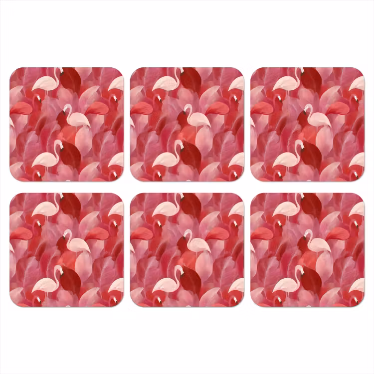 Flamingo - Botanisch - Elegant - Roze - Rood onderzetter kurk middel 366 -3d