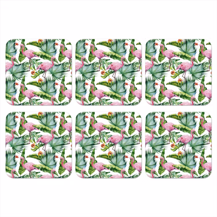 Inductie beschermer - Flamingo - Bladeren - Afdekplaat voor kookplaat - Tropisch onderzetter kurk middel -3d