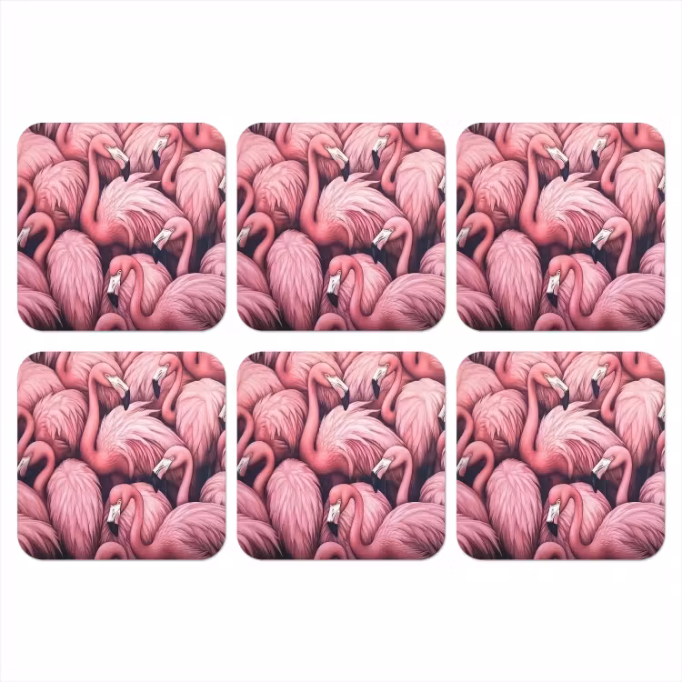 Flamingo - Roze - Dieren onderzetter kurk middel -3d