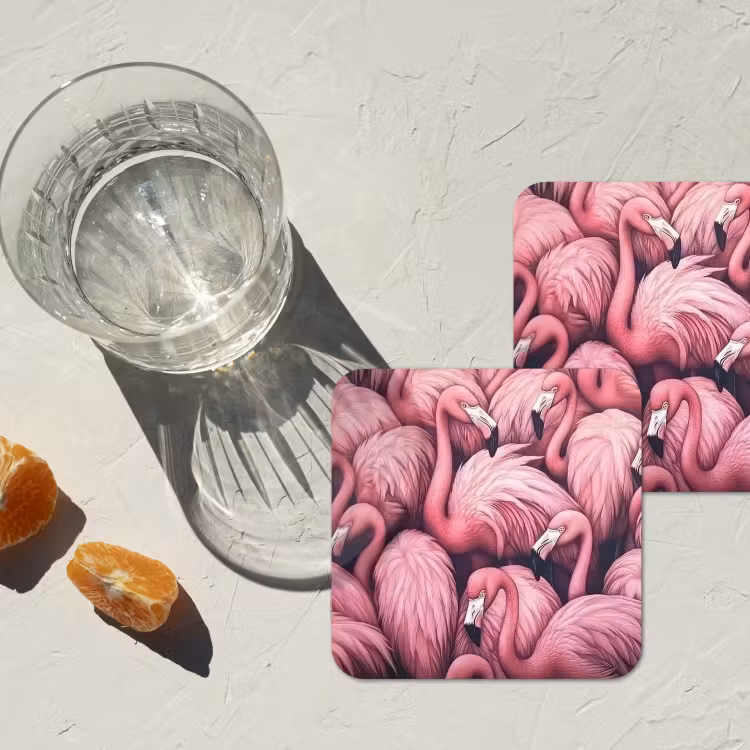 Flamingo - Roze - Dieren onderzetter kurk middel -sfeer4
