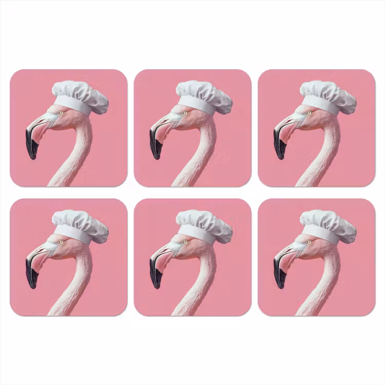 Flamingo - Roze - Koksmuts - Vogel onderzetter kurk middel -3d