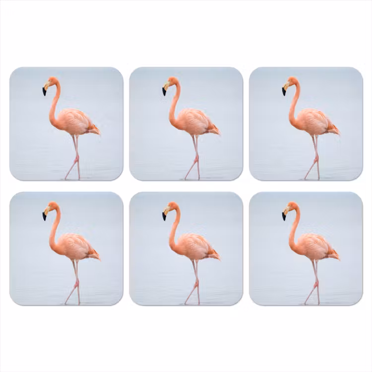 Flamingo - Zee - Roze onderzetter kurk middel -3d
