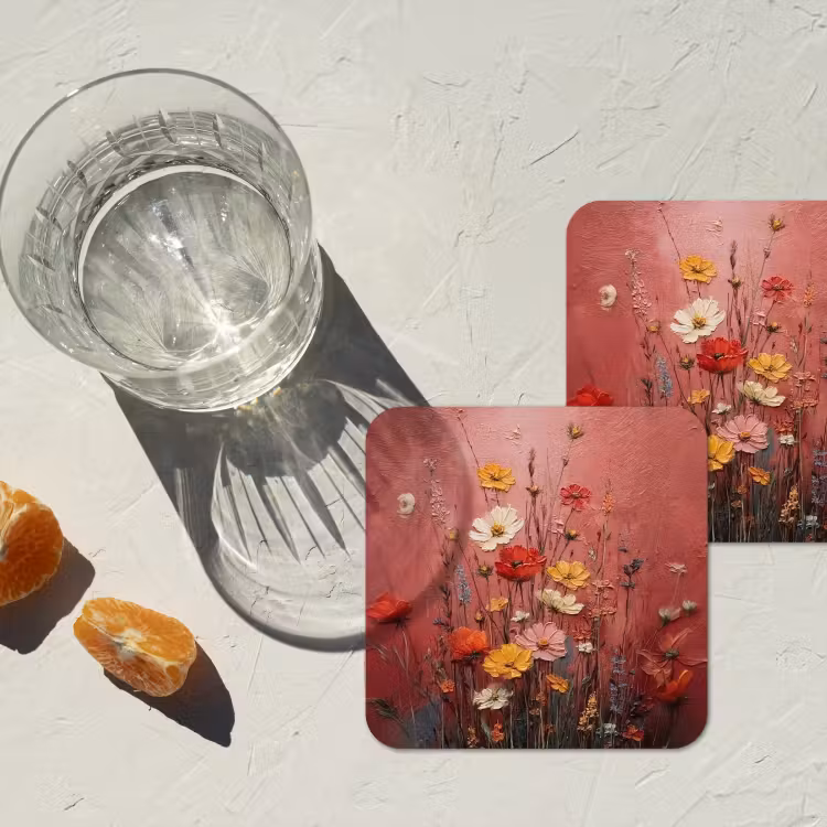 Bloemenboeket - Diepte - Tastbare textuur onderzetter kurk middel -sfeer4
