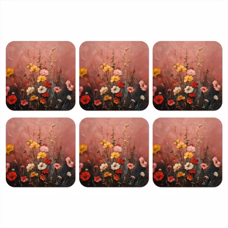 Bloemenboeket - Fijne details - Roze onderzetter kurk middel -3d