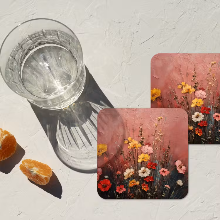 Bloemenboeket - Fijne details - Roze onderzetter kurk middel -sfeer4