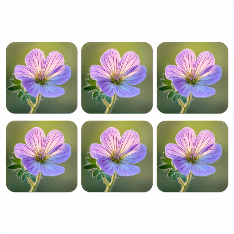Bloem - Close up - Paars onderzetter kurk middel -3d
