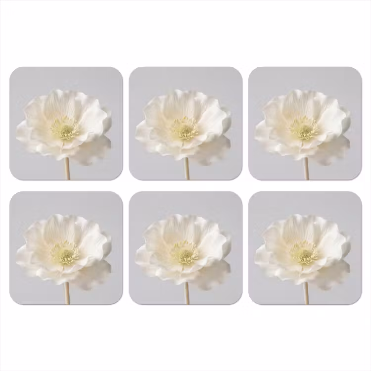 Bloem - Minimalistisch -Wit onderzetter kurk middel -3d
