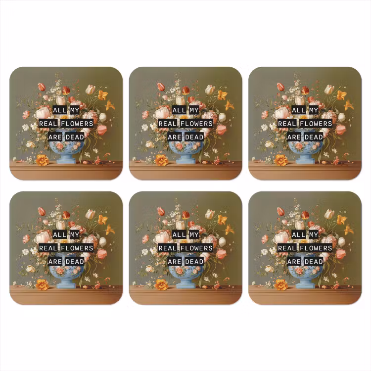 Bloem - Quote - Vintage - Art onderzetter kurk middel -3d