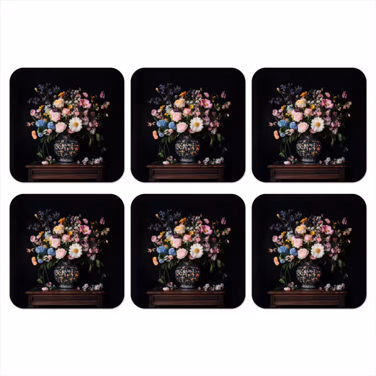 Bloemenvaas - Hout - Bloemen - Boeket onderzetter kurk middel -3d