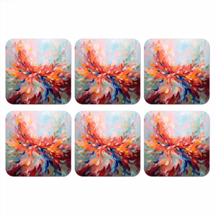 Bloemen - Abstract - Kunst - Modern onderzetter kurk middel -3d
