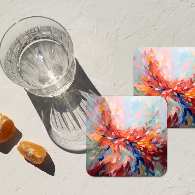 Bloemen - Abstract - Kunst - Modern onderzetter kurk middel -sfeer4