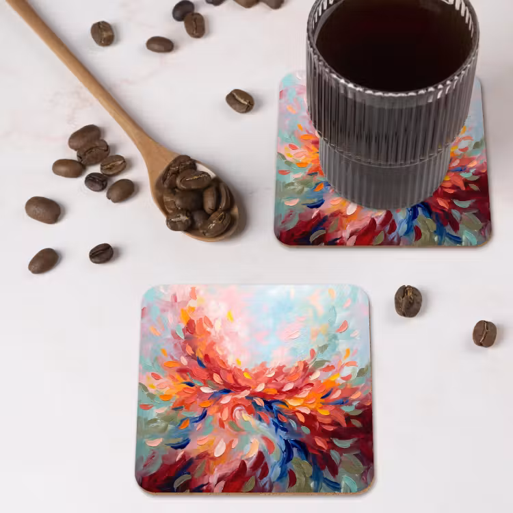 Bloemen - Abstract - Kunst - Modern onderzetter kurk middel -sfeer2
