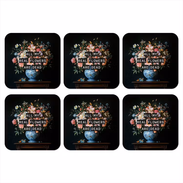 Bloemen - Art - Pastel - Quotes onderzetter kurk middel -3d