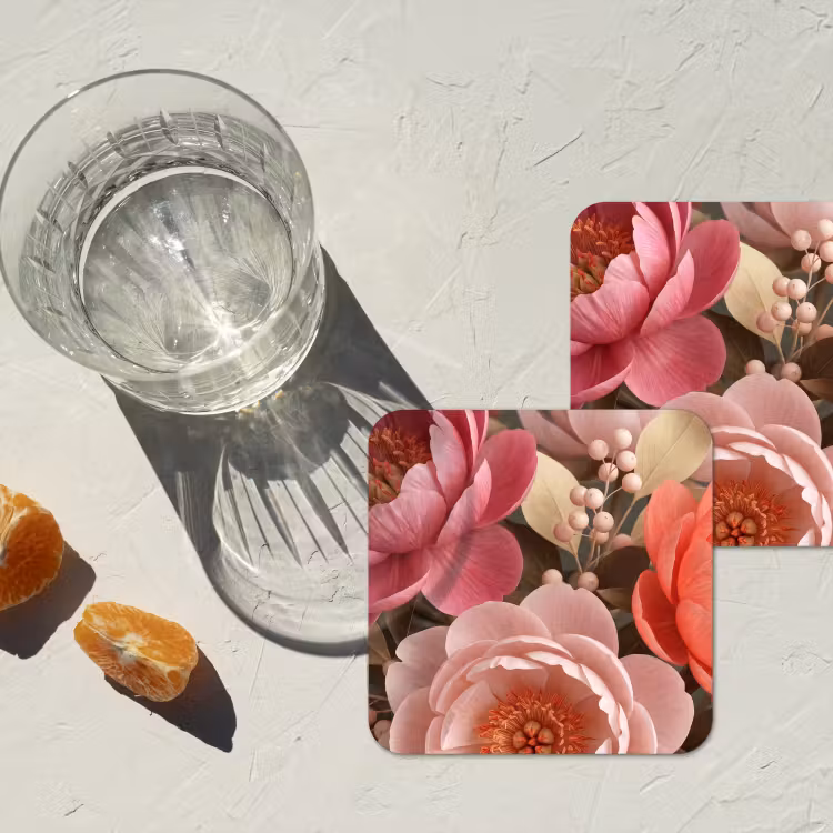 Bloemen - Bloesem - Zacht - Koraal - Decoratie onderzetter kurk middel -sfeer4