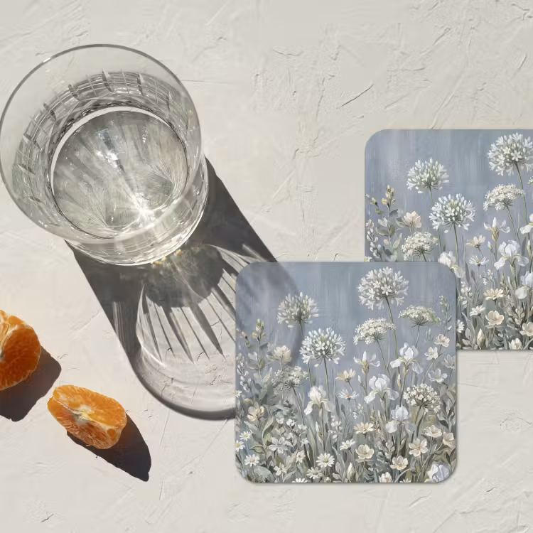 Bloemen - Botanisch - Blauw onderzetter kurk middel -sfeer4