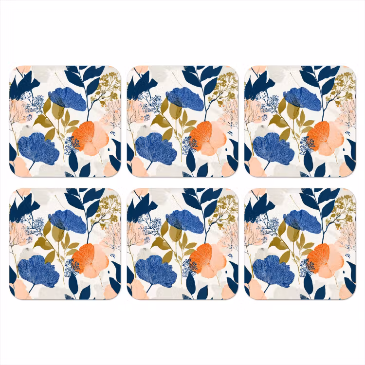 Bloemen - Botanisch - Kleurrijk onderzetter kurk middel 366 -3d